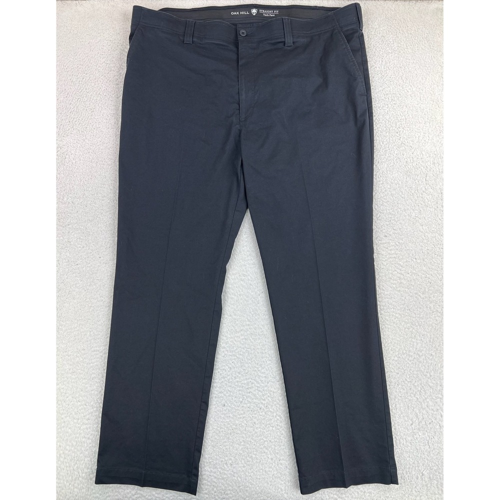 Oak Hill Pants Mens 46x32 Black Regular Fit Tech Stretch Chino Casual Office